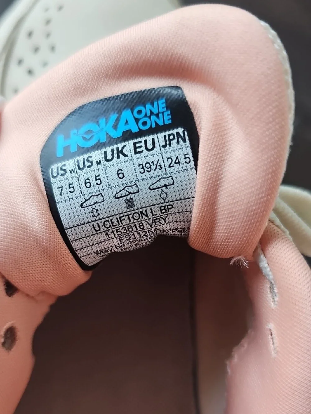 Hoka Women's Cream Athletic Sneakers with Pink/Peach Accents with Floral Details - Picture 6 of 8